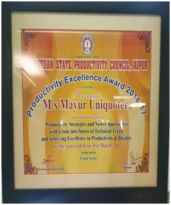 Rajasthan State Productivity Excellence Award 2016-17,