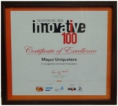 Inc. India Innovative100 award, Certificate of Excellence for Innovative CEO and smart Innovation