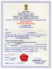 Star Export House Certificate